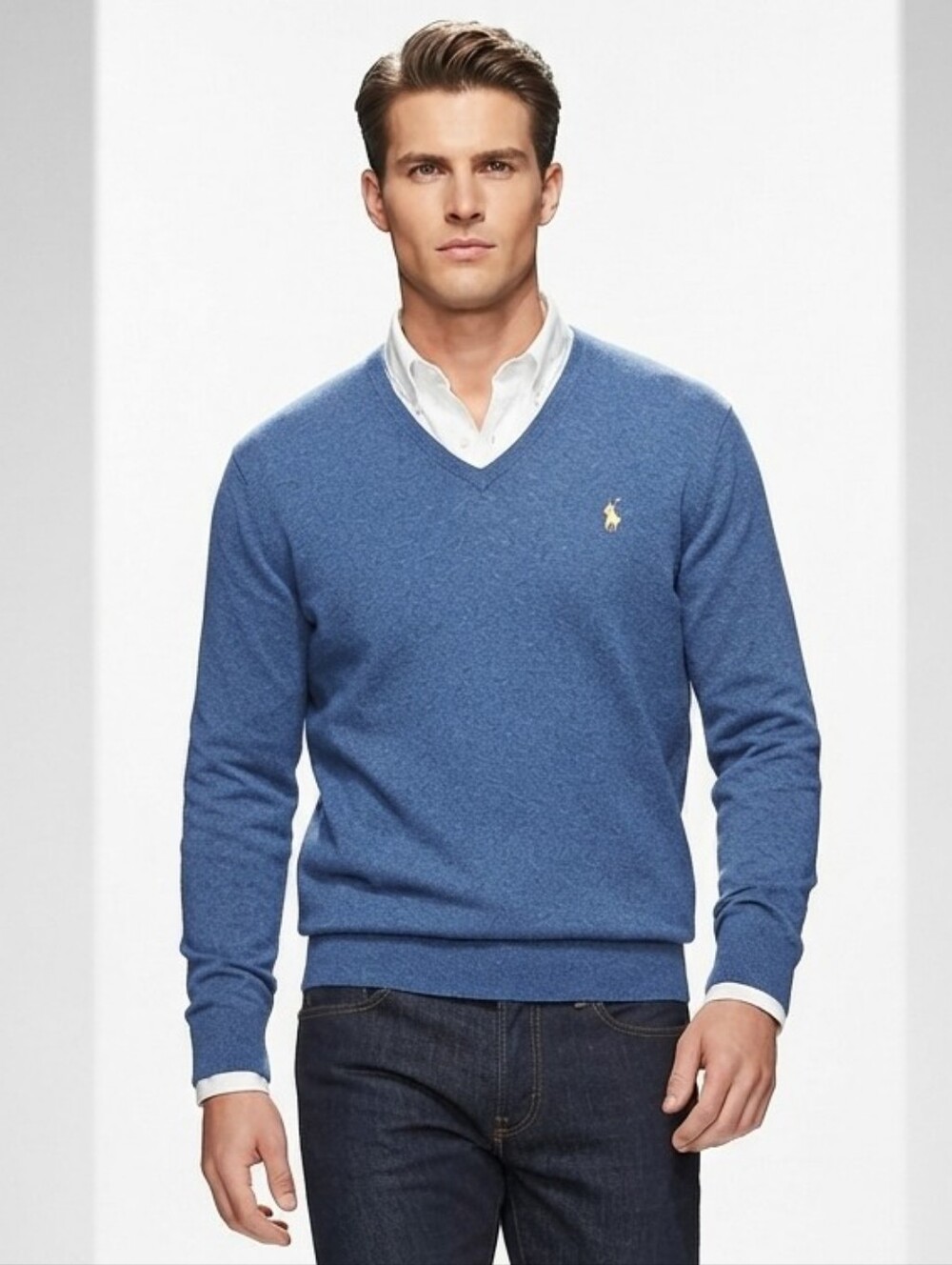 Polo Ralph Lauren Pima Cotton V-Neck Sweater Blue XXL